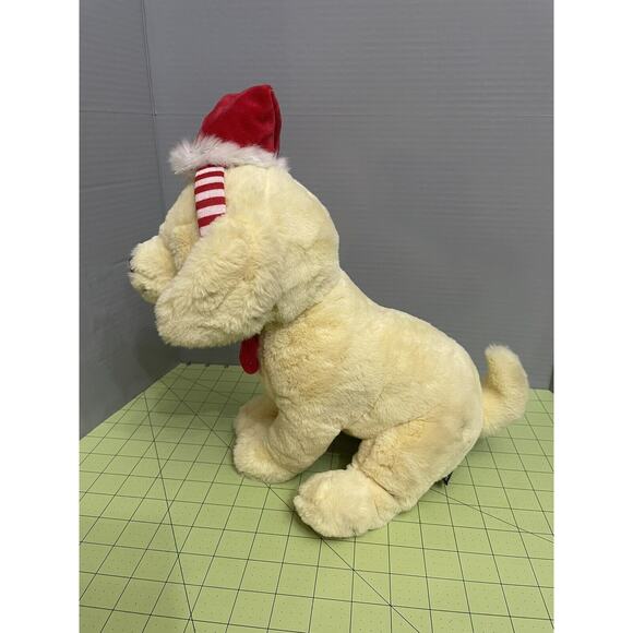 FAO Schwarz Yellow Lab Puppy Dog Plush 14" Santa Hat Labrador Stuffed Animal - Picture 2 of 8